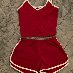 Fashion Nova Red Crop Tank Sleep Set